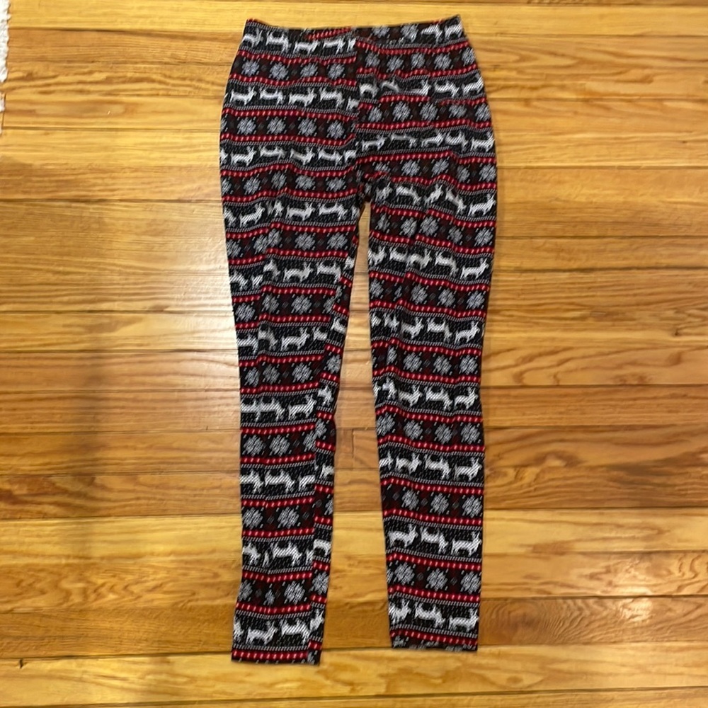 Fleece Line Christmas Reindeer Leggings